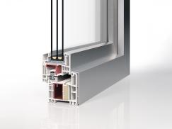 Profilquerschnitt Kunststoff-Aluminium-Fenster PaXplus 4 Alublend Therm
